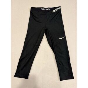 Nike Pro Dri-Fit Womens Black Athletic Crop Mesh Leggings Work Out Sz L